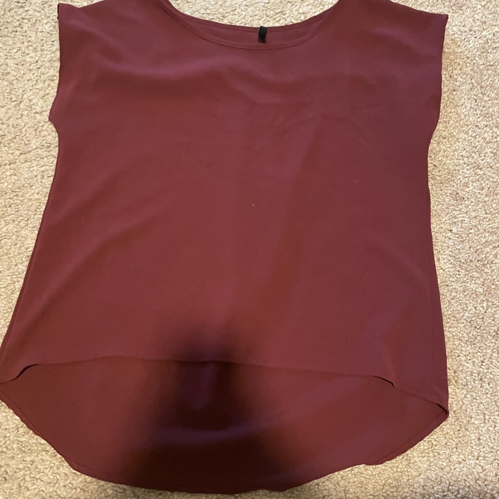 Wine color flowy womens blouse